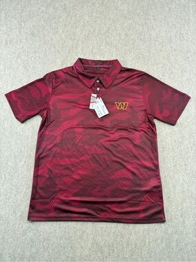 FOCO Men’s Burgundy Camouflage Polo Shirt L Regular Washington Commander’s NFL